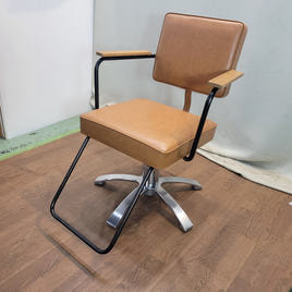 美容室専用セット椅子１個　美容椅子（C）大広OOHIRO製ブラウン3席有り15年使用