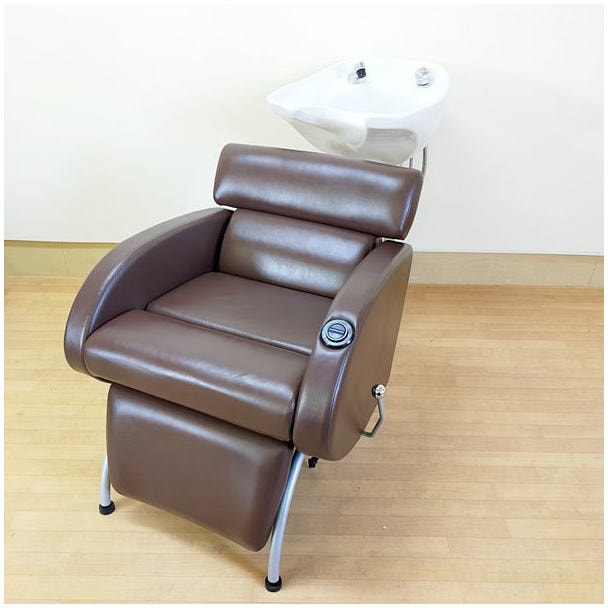 手動 シャンプーチェア オオヒロ イゾラ シャルマン２ ブラウン レッグレスト付き 1