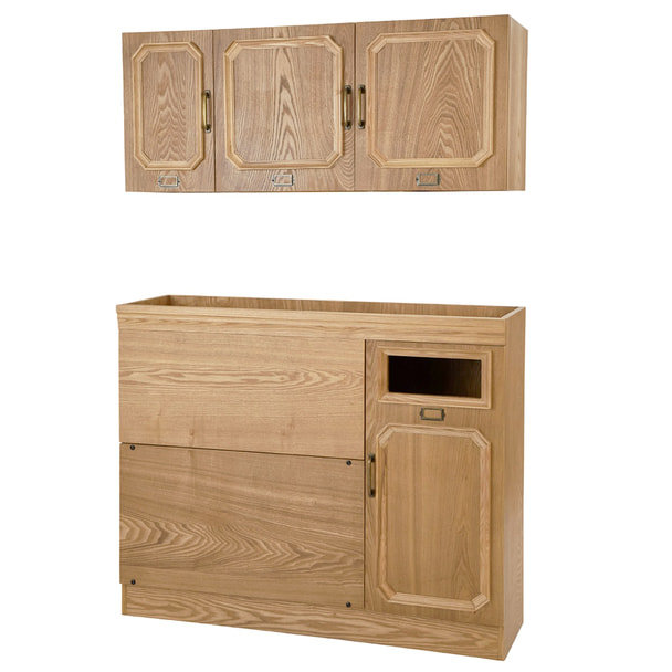 【シャビーシック】木製サイドシャンプーキャビネットRENE-S（上下セット）LBR 1