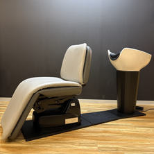 【アウトレット】リラクゼーションシャンプーユニット CRAL（シートカラー：グレー&times;チャコールグレー　陶器カラー：ホワイト　水栓金具：サーモスタッド）