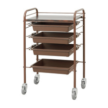 【アウトレット】ユーティリティーワゴンSP 5BOX（ホイールキャスター仕様）木目/ダークブラウン【本体組立済】