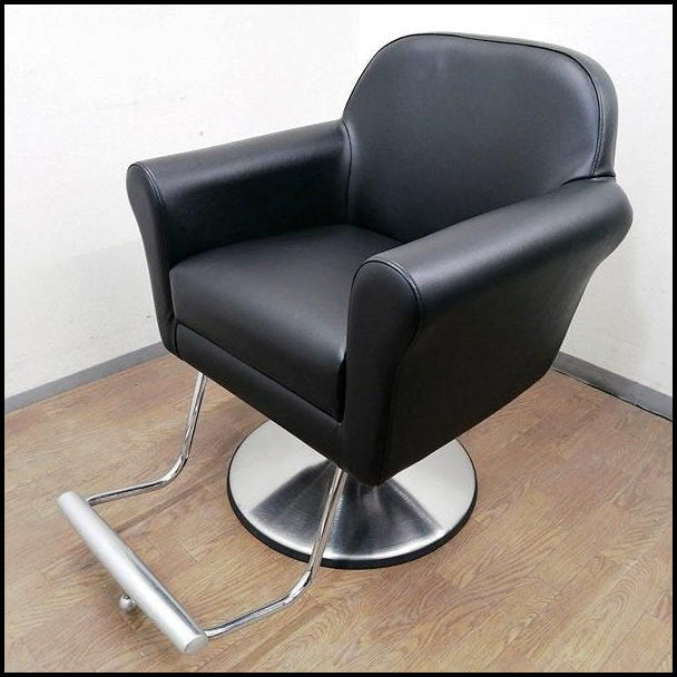 タカラベルモント STYLING SOFA TYPE B スタイリングソファ タイプB ブラック アルミバー付 丸ベース 新品レザー張替済 1