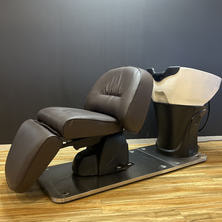 【中古品】リラクゼーションシャンプーユニット MORV(シート：ダークブラウン・水栓金具：サーモスタットタイプ)