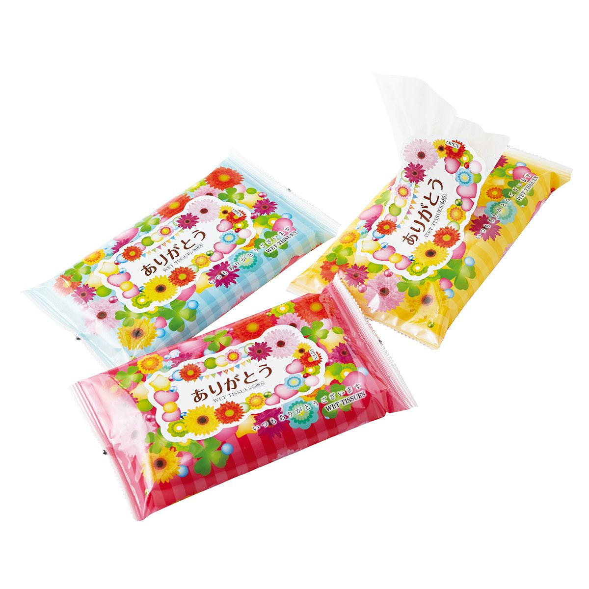 ノベルティ「ありがとう」大判ウェットティッシュ 100個入りの卸・通販