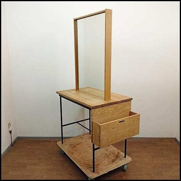 タカラベルモント r.a.f mirror ラフミラー ブラック ナチュラルブラウン天板 両面自立ミラー 1