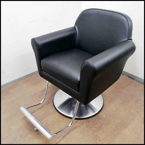 タカラベルモント STYLING SOFA TYPE B スタイリングソファ タイプB ブラック アルミバー付 丸ベース 新品レザー張替済 1