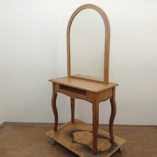 自立式片面ドレッサー 木製アーチ型 ナチュラルウッド 木目ブラウン