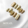 SONAIL ポンポンパール メタリックリボン ゴールド 2