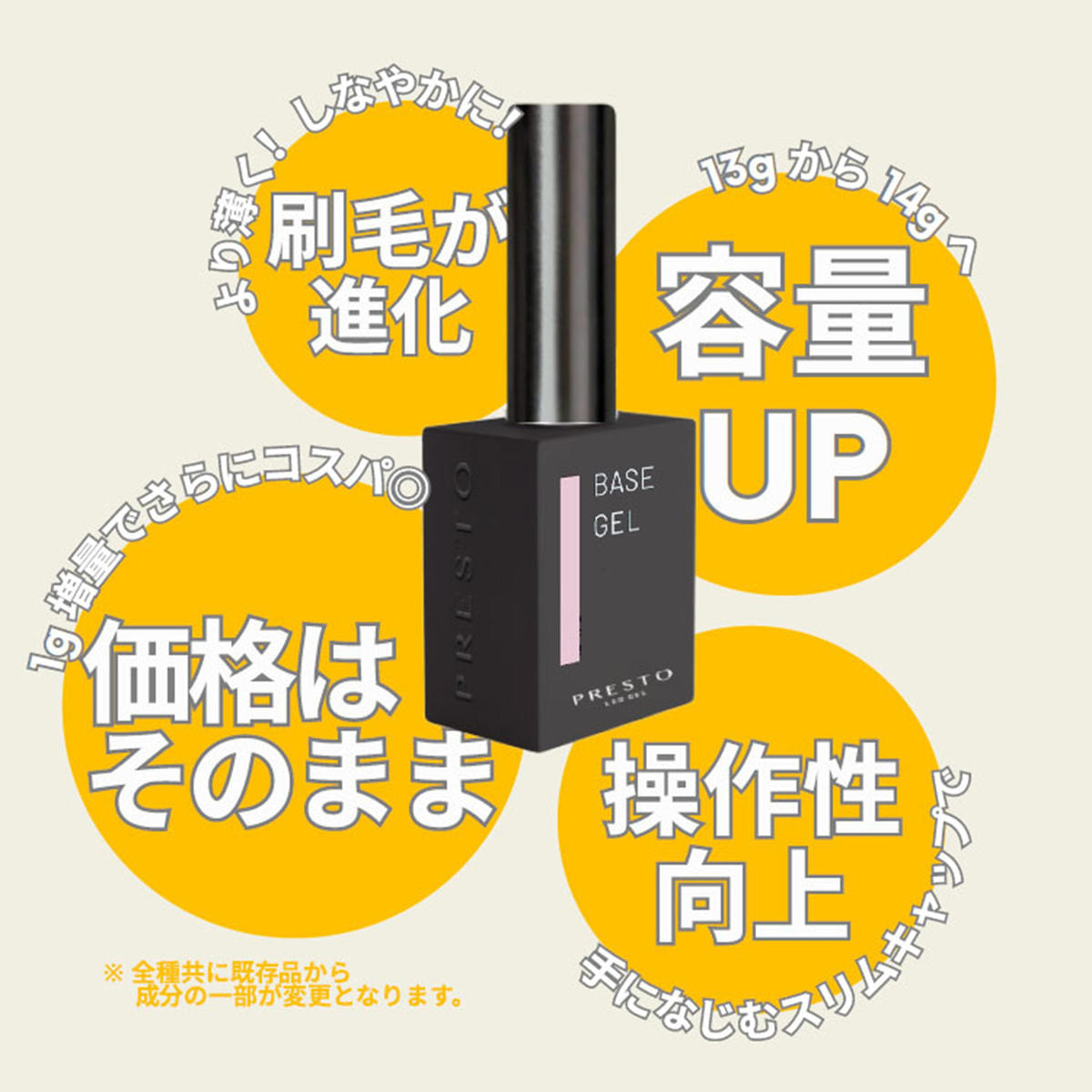 PRESTO(プレスト) ブラッシュオンベースジェル 14gの卸・通販