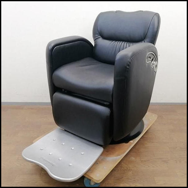 タカラベルモント LUAR ルアール ブラック 理容サロン向 スタンダード レッグレスト単動 ステップ一体型 アルミステップ 新品レザー張替済 1