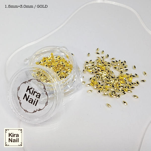 KiraNail リーフ型くりぬきスタッズ ゴールド 1.5mm×3.0mm 500個入り 1