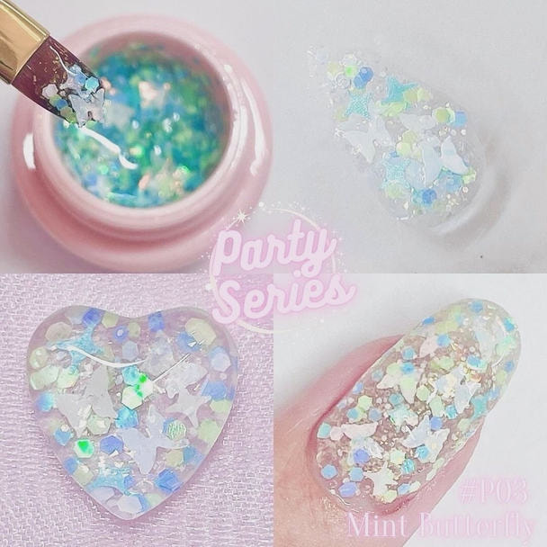 Lily gel カラージェル パーティーシリーズ #P03 ミントバタフライ 1
