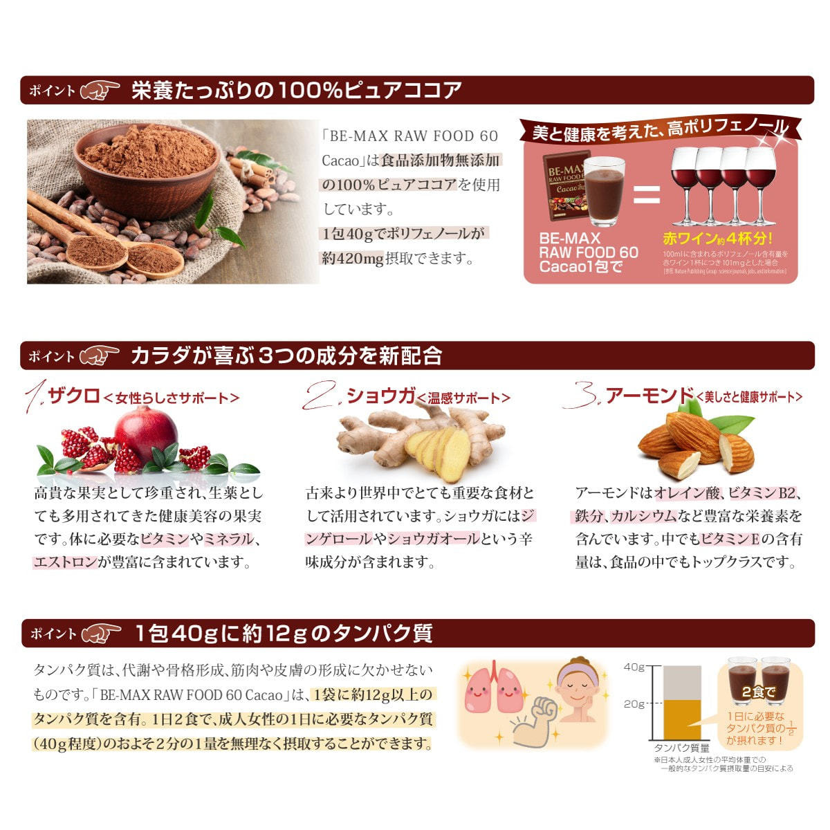 人気ブランドの BE-MAX RAW FOOD 60 Cacao ローフード カカオ ビーマックス ローフード60 40g×15包 ダイエット  美容補助食品 酵素 ダイエットサポート食品 RAWFOOD60 CACAO ローフード60カカオ