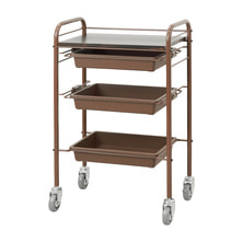 【アウトレット】ユーティリティーワゴンSP 4BOX（ホイールキャスター仕様）木目/ダークブラウン【本体組立済】