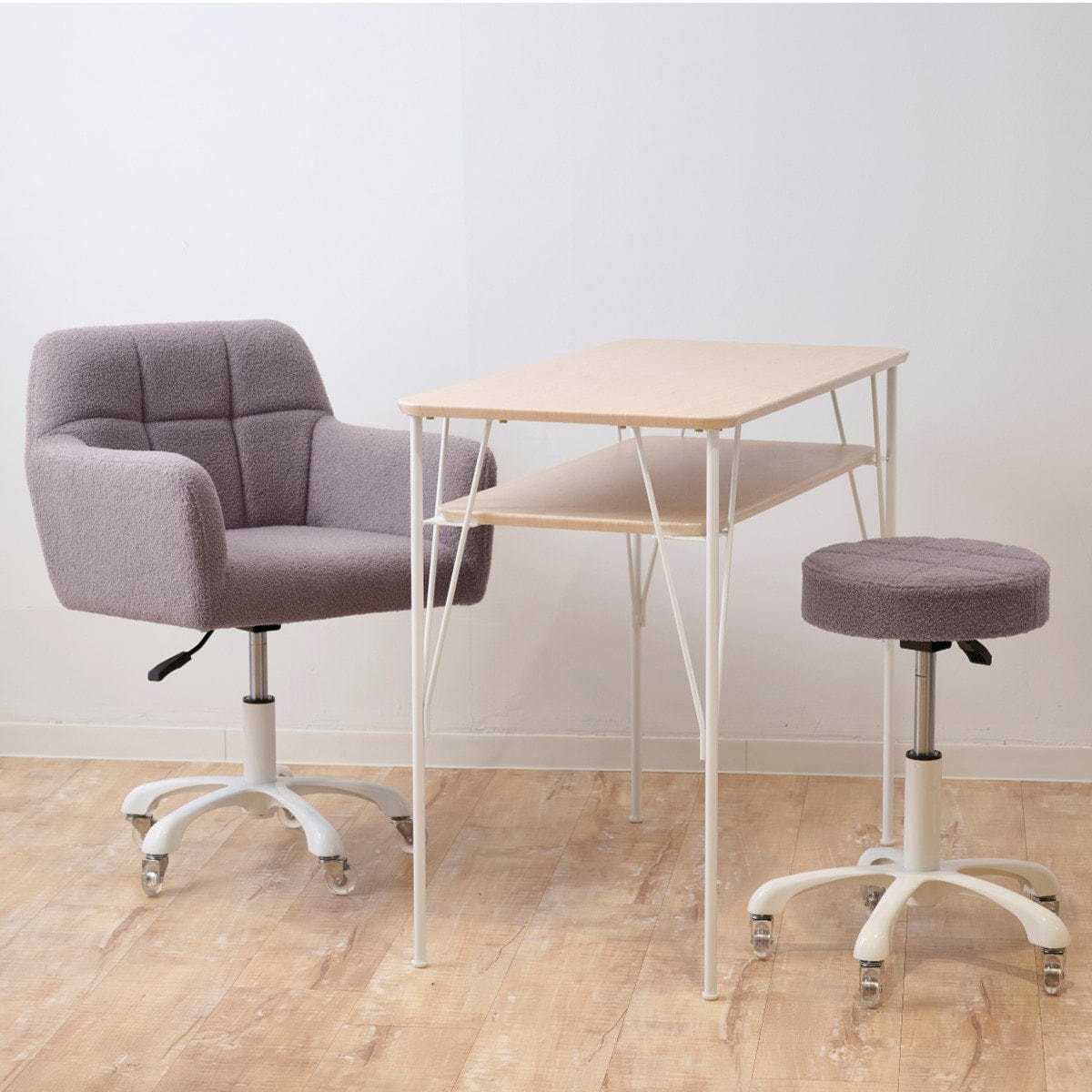 ネイル家具セット☆ 開業応援】シンプルネイル テーブルセット＆もこもこネイルチェア