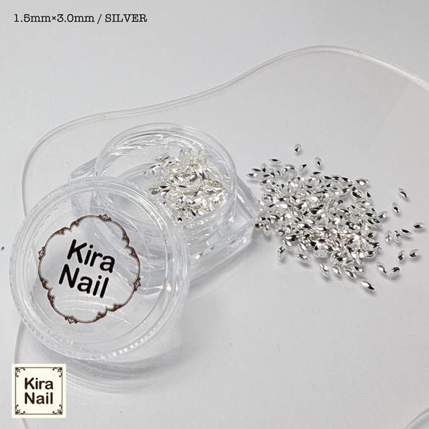 KiraNail リーフ型くりぬきスタッズ シルバー 1.5mm×3.0mm 500個入り 1
