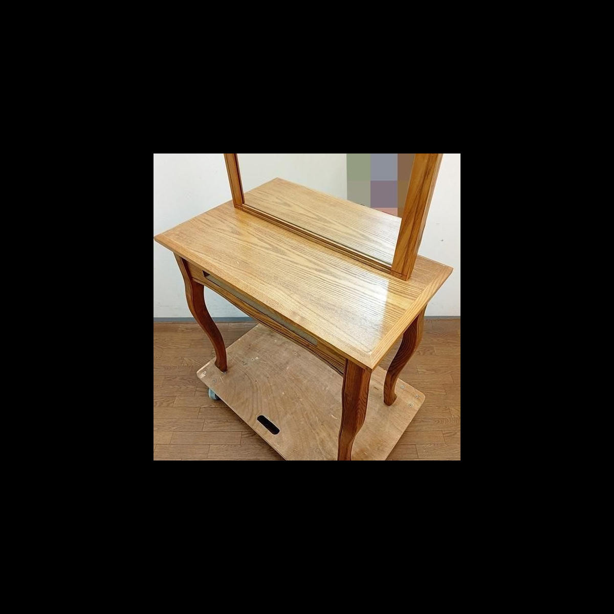 自立式片面ドレッサー 木製アーチ型 ナチュラルウッド 木目ブラウンの