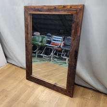 天然木オールドウッドミラー（日本製・ノーマルサイズ）　ダークブラウン　