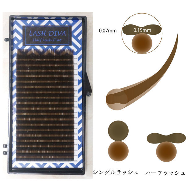 ハーフラッシュフラット ソフトブラウン[Jカール 太さ0.15 長さMIX8～14mm] 1