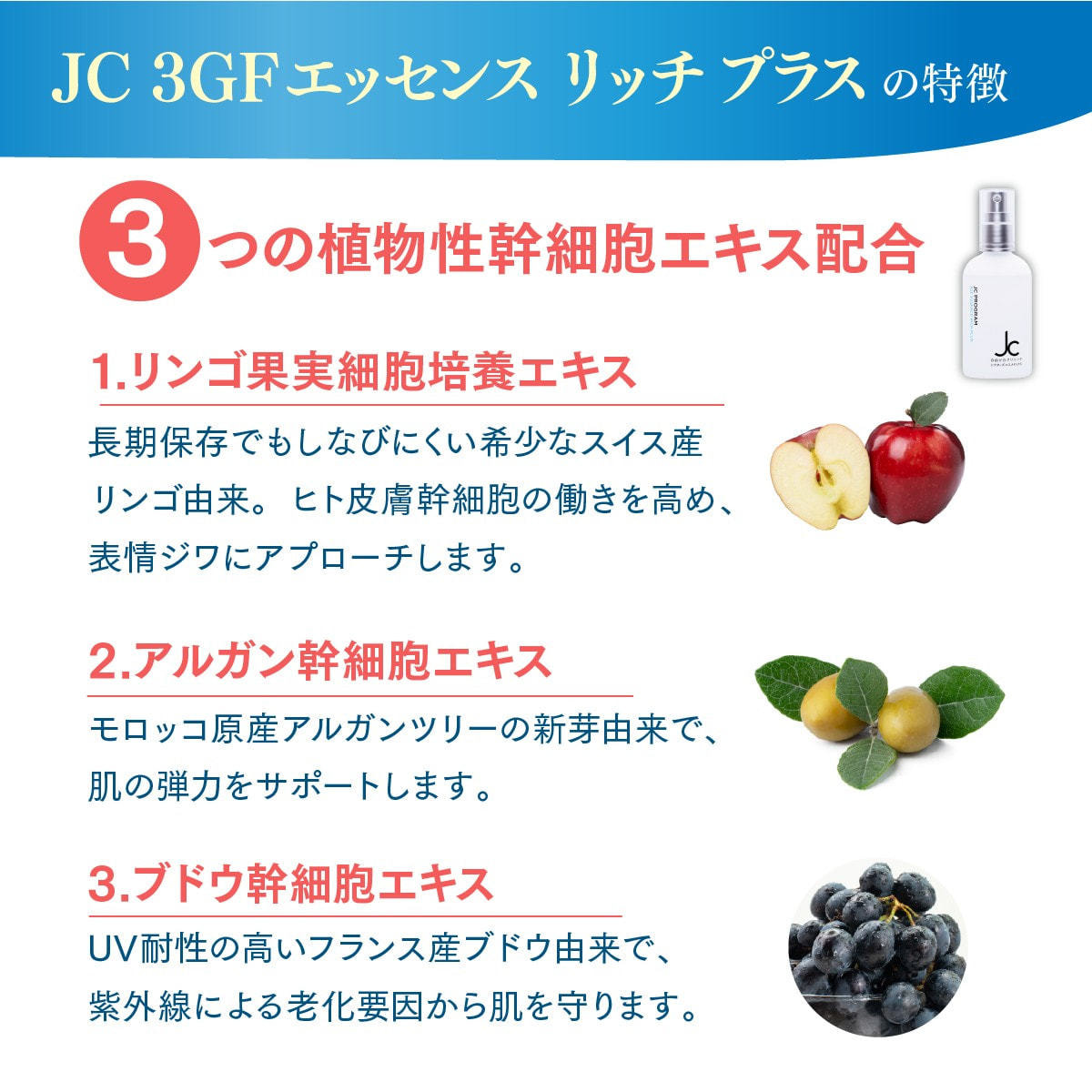 JCプログラム JC 3GF エッセンス リッチ プラス 2本 JC PROGRAM JC 3GFエッセンスリッチ プラス100mlの卸・通販