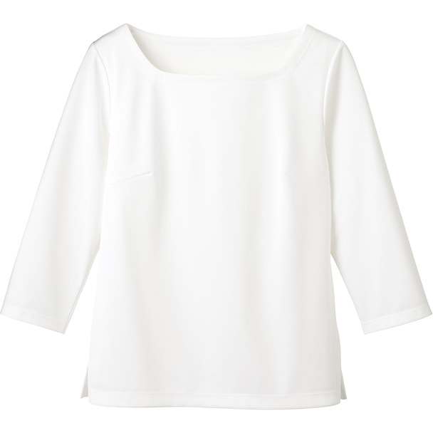 七分袖スクエアネックT WP370（3L）（ホワイト） 1
