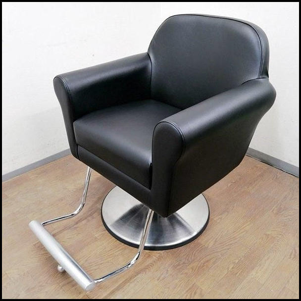 タカラベルモント STYLING SOFA TYPE B スタイリングソファ タイプB ブラック アルミバー付 丸ベース 新品レザー張替済 1