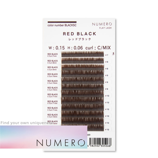 フラットラッシュ＜レッドブラック＞[Jカール 太さ0.15 長さ7～12mmMIX] 1