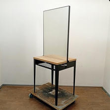 タカラベルモント 両面自立ドレッサー THEIA Mirror ティアミラー ブラック 天板ナチュラルブラウン